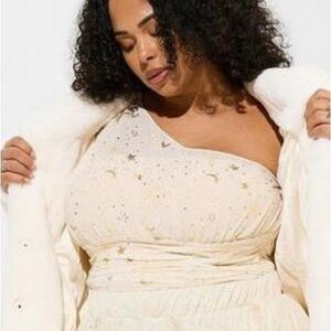 Torrid stars celestial chiffon foil ruched one shoulder cropped top 3X 22/24